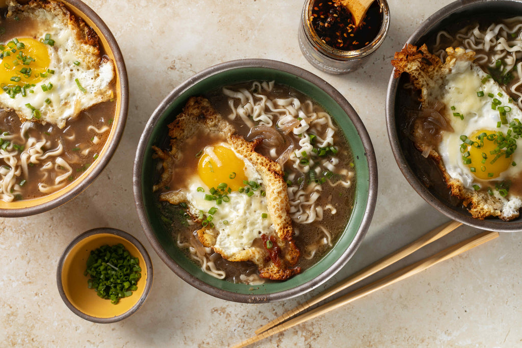 Caramelized Onion Ramen with Crispy Gruyere Egg – Momofuku Goods