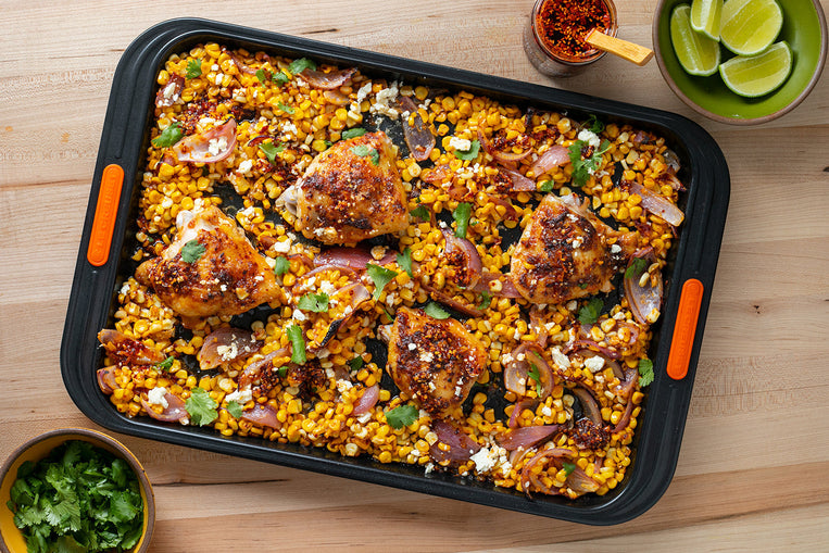 sheet-pan-chili-crunch-chicken-with-corn