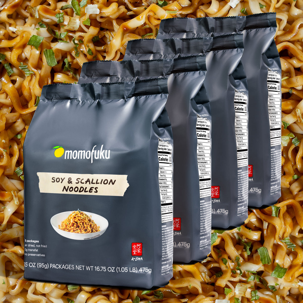 3 packs of soy and scallion noodles