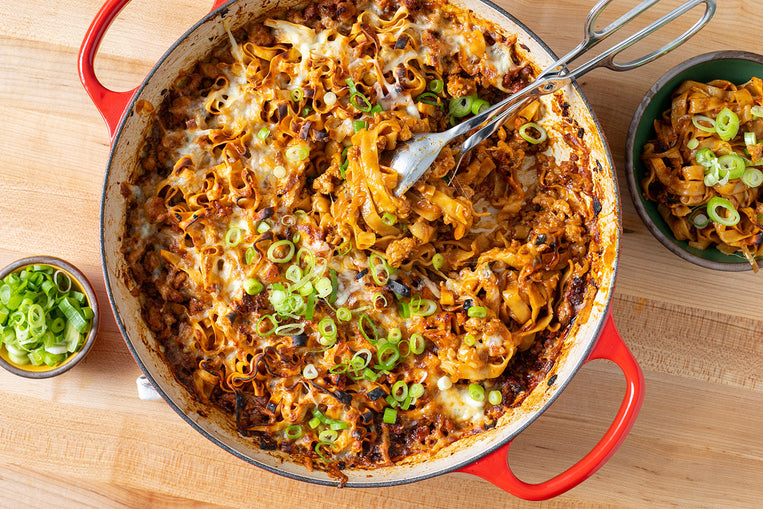 cheesy-tingly-wavy-noodle-bake-with-spicy-pork