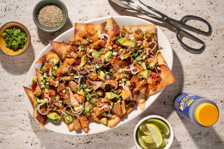 Loaded Crispy Wontons with Momoyaki Salmon
