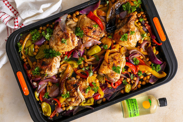 sheet-pan-vinegar-chicken-with-roasted-peppers-and-onions
