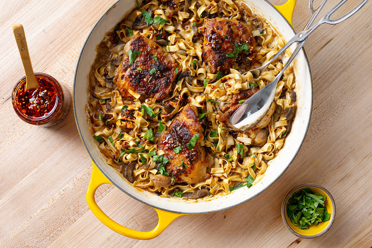 braised-chicken-mushrooms-with-momofuku-tingly-wavy-noodles