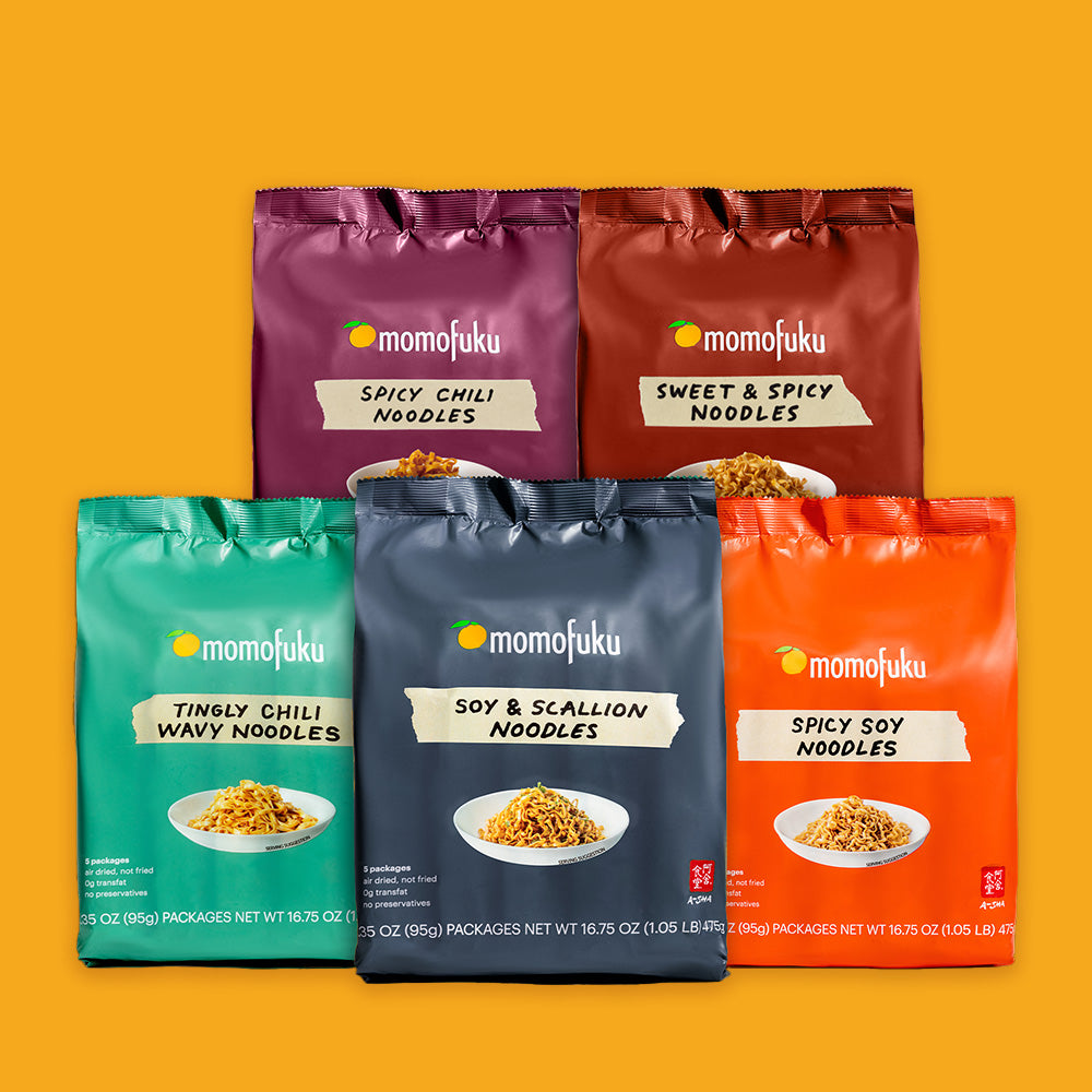 Variety of Momofuku Packed Noodles
