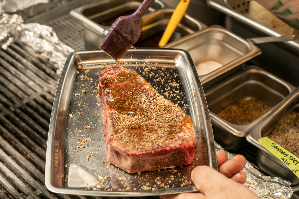 Raw Steak Seasoned with Salt