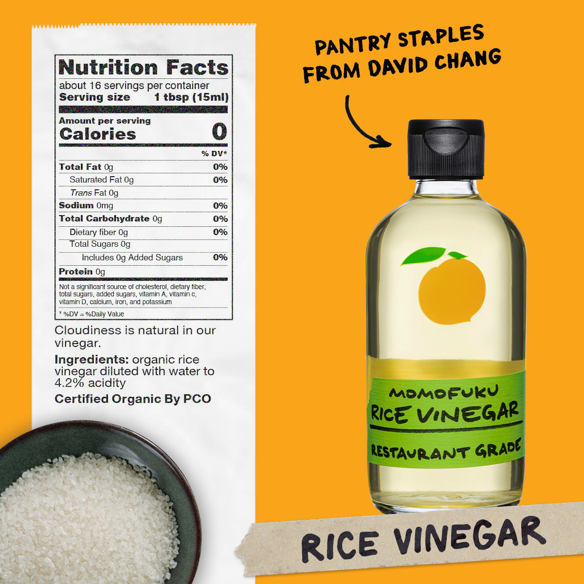 Nutrition and ingredient list for Rice Vinegar