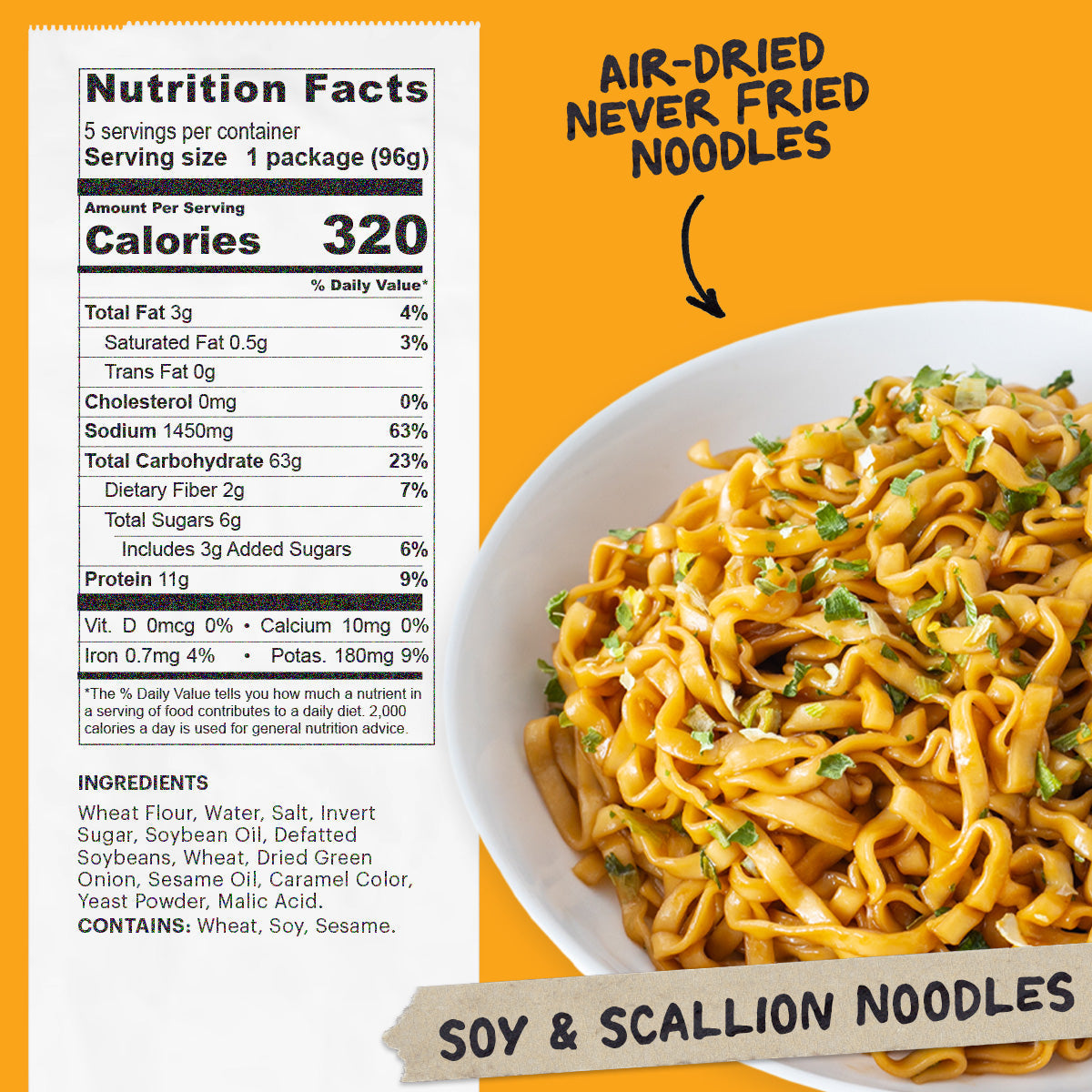 Nutrition Facts for Soy & Scallion Noodles