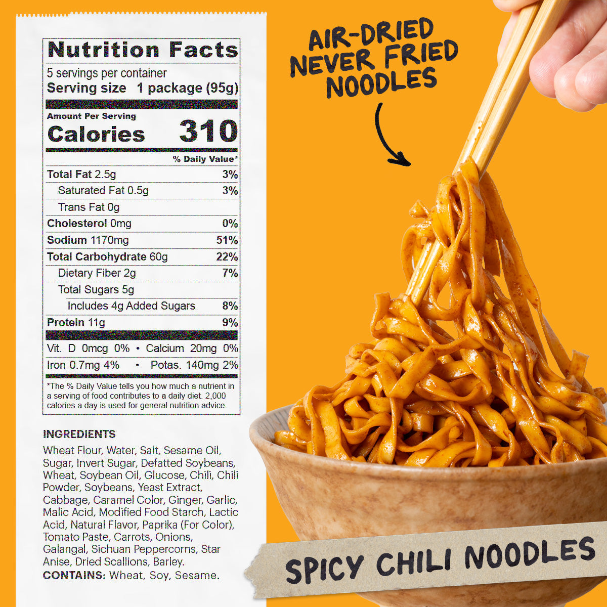 Nutrition and ingredient list for Spicy Chili noodles