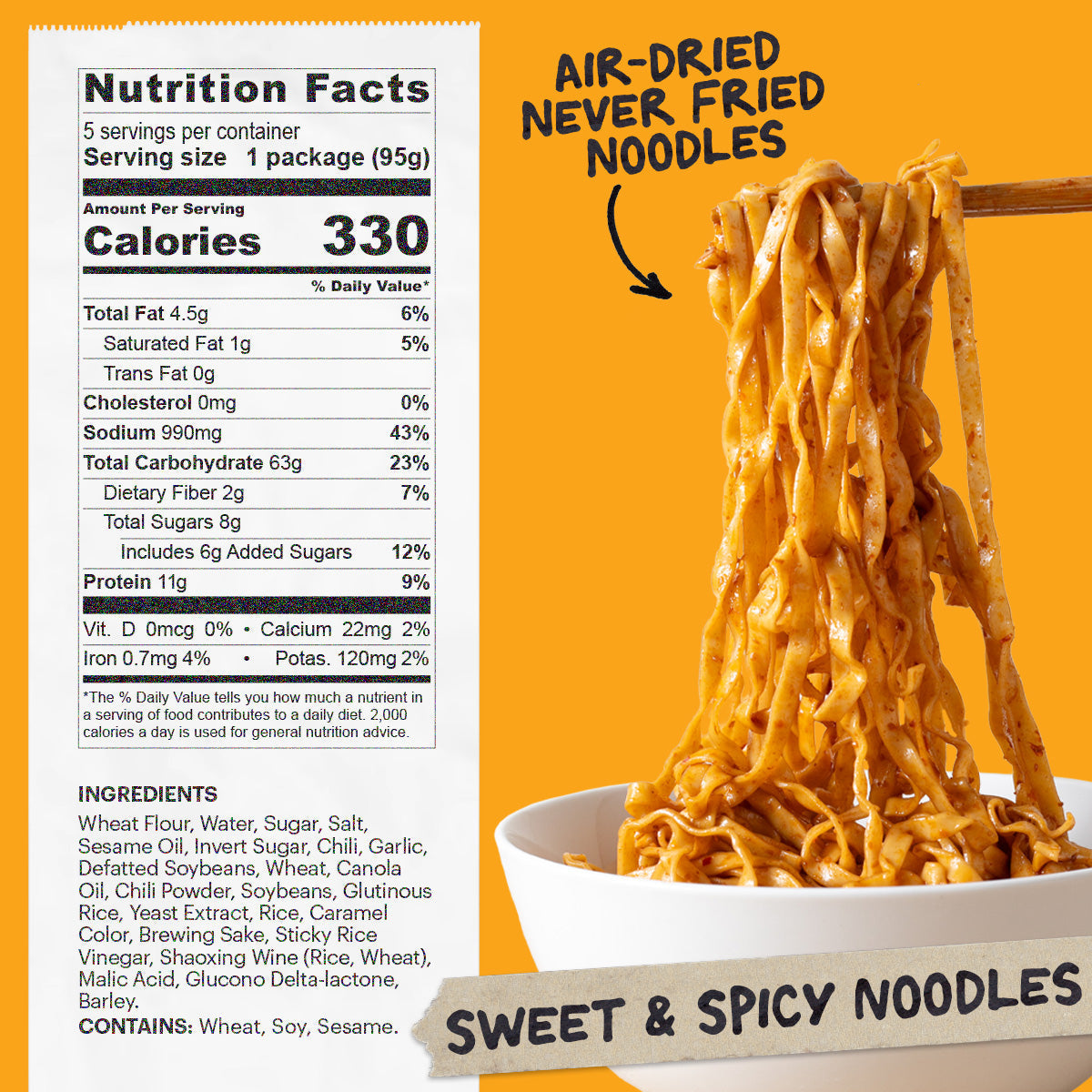 Nutrition and ingredient list for Sweet & Spicy Noodles