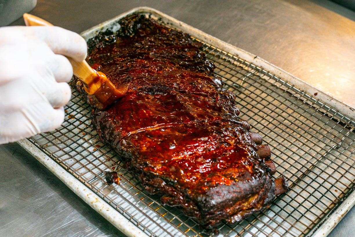 Rack of Ribs with BBQ Sauce Brushed on