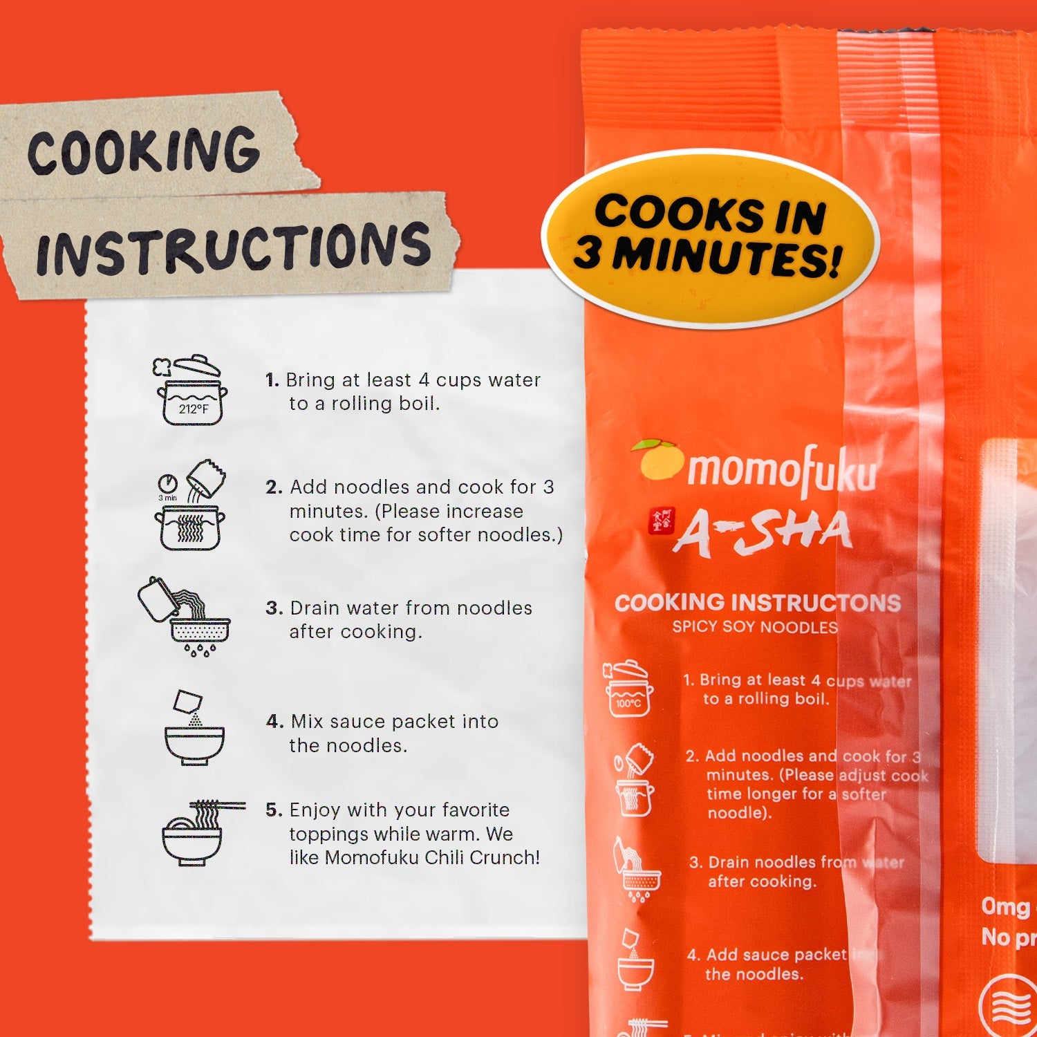 Cooking instructfions for how to cook Spicy Soy noodles