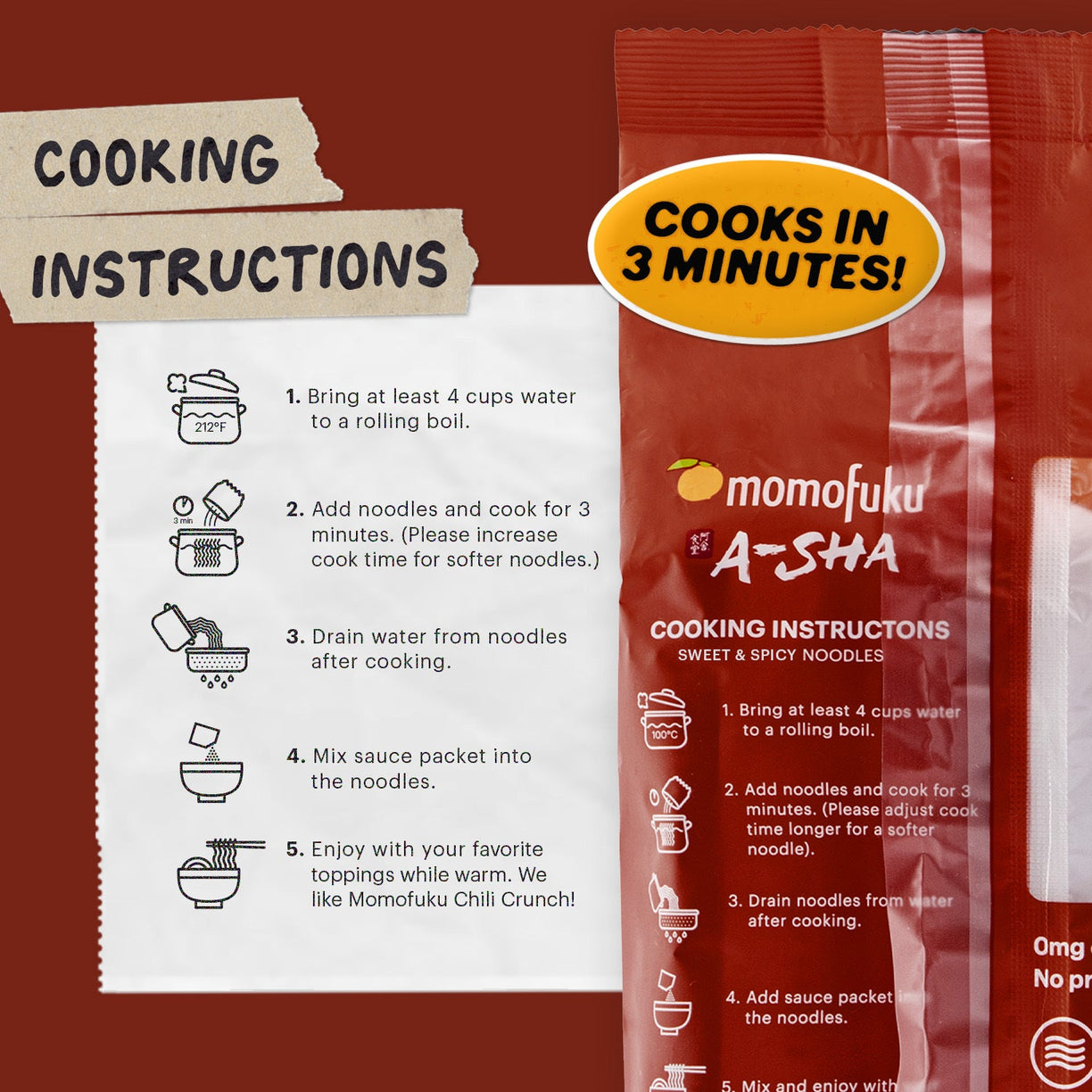 Cooking Instructions for Sweet & Spicy Noodles