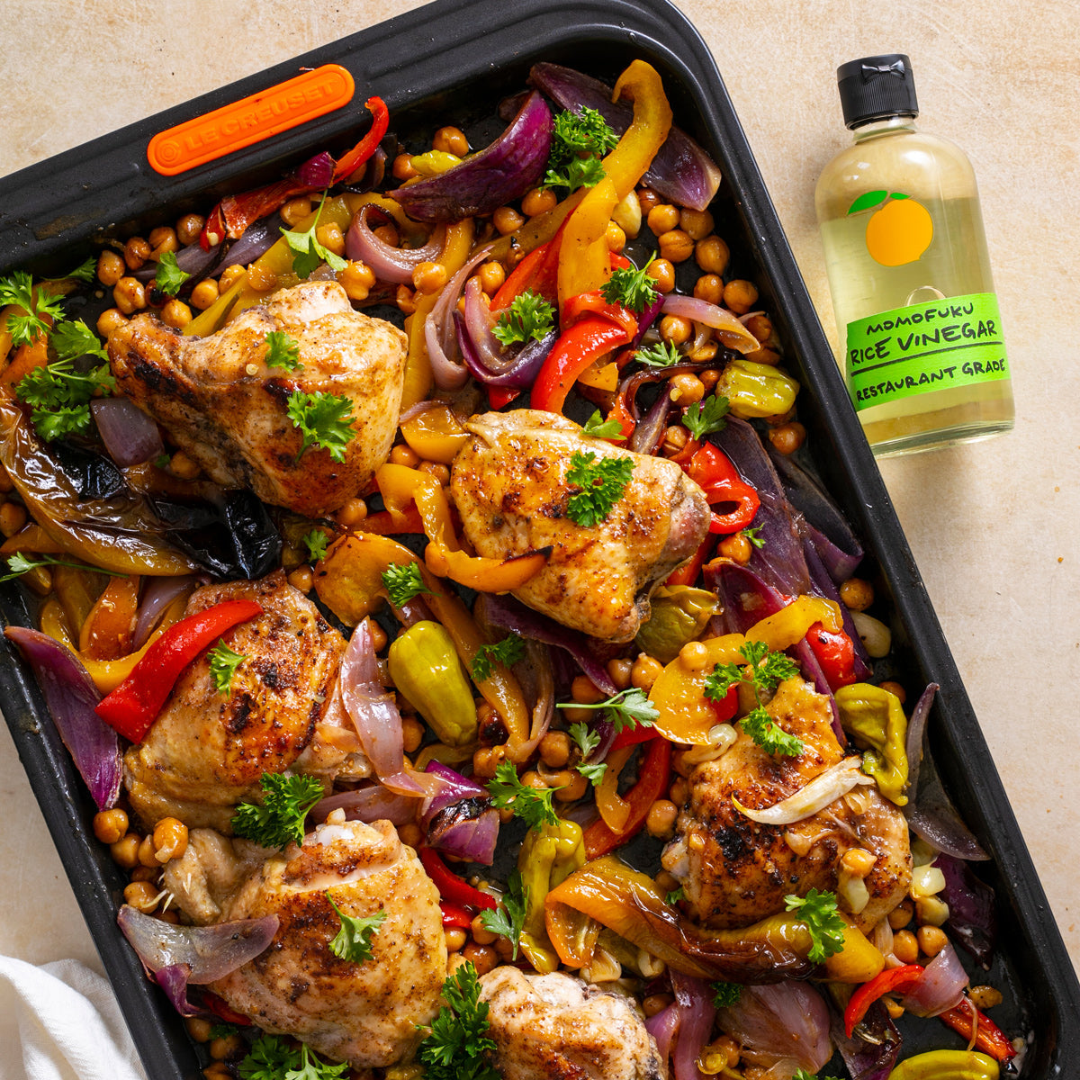 Vinegar with sheet pan chicken