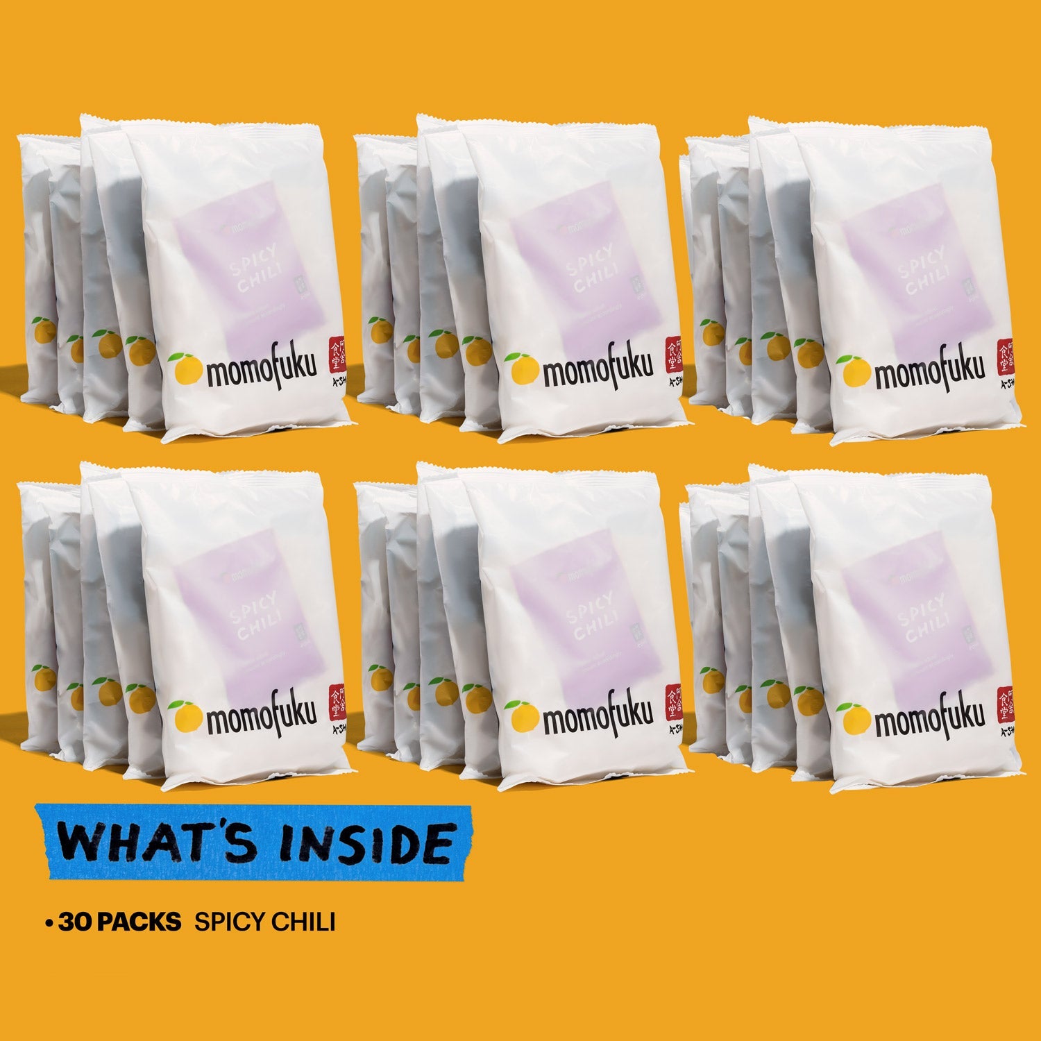 30 individual packs of spicy chili noodles