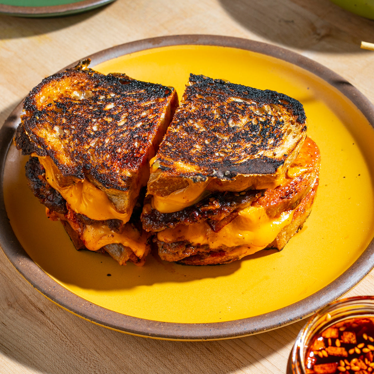 patty melt with chili crunch