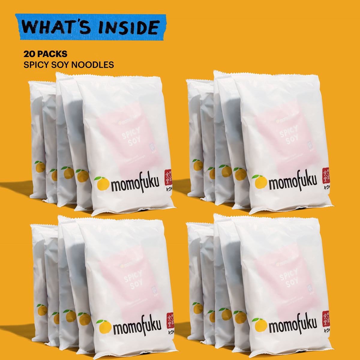 What's inside: 20 packs spicy soy noodles