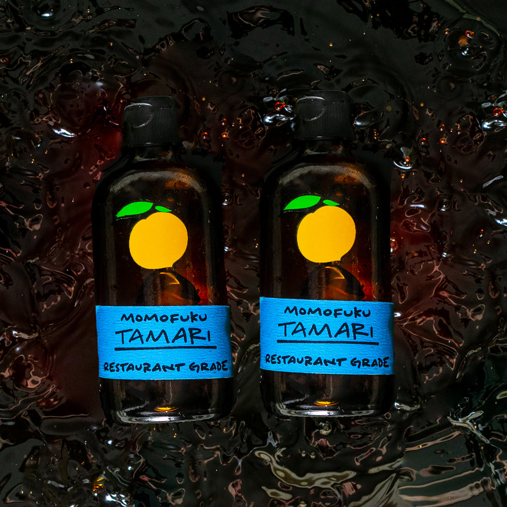 Bottles of Momofuku tamari